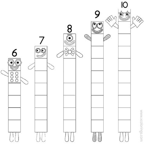 Numberblocks Coloring Pages 6 7 8 9 10 - XColorings.com | Coloring ...