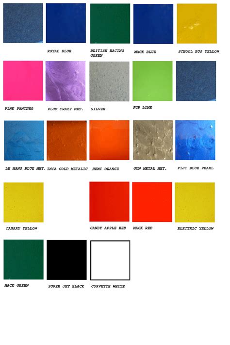 colorchart.gif (576×864) | Paint color chart, Car paint colors, Car ...