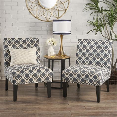 Noble House Kassi Navy and Blue Geometric-Patterned Fabric Accent ...