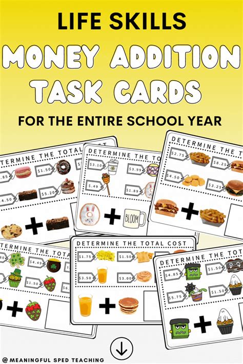 This special education life skills money math task card activity will help your students ...