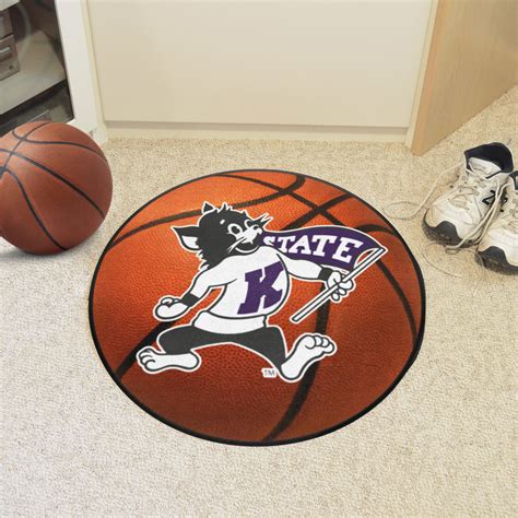 Kansas State Wildcats Mascot Logo Basketball Shaped Area Rug