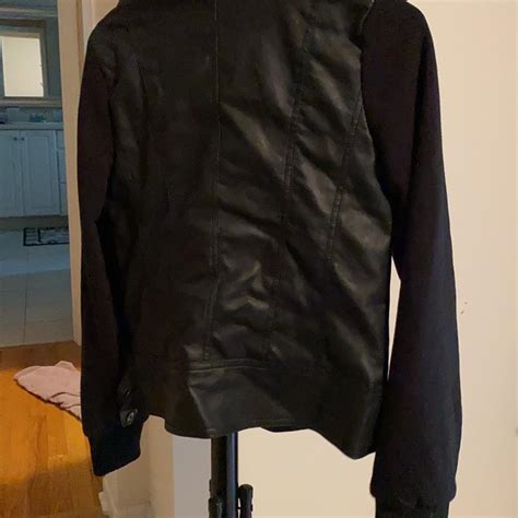 Faux leather jacket that is in good condition and... - Depop