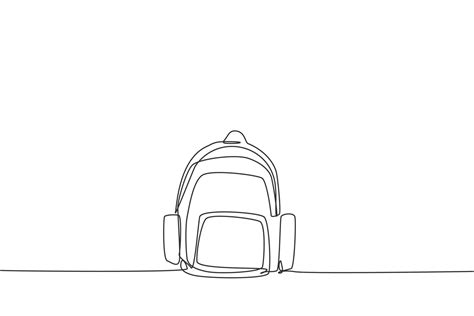 Single one line drawing of school bag for kindergarten student. Back to ...