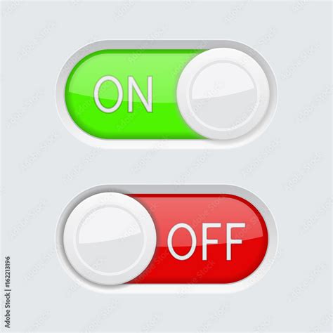 Toggle switch buttons. Green and red ON and OFF symbols Stock Vector ...