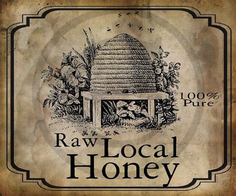 Primitive Vintage Pure Raw Honey Label Jpeg Digital Image Feedsack Logo ...