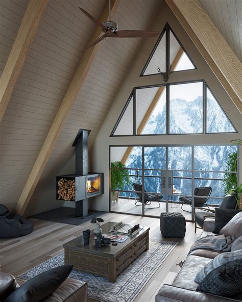 A-Frame Cabin Interior by Selami Bektaş|Visualization