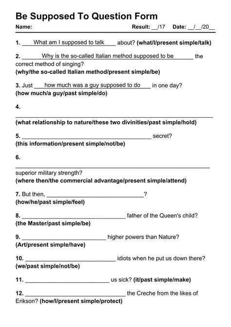 1 Printable Be Supposed To Question PDF Worksheets with Answers ...