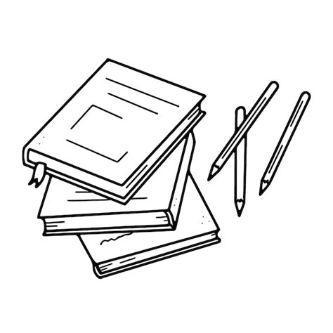 Premium Vector | A stack of books and pencils drawing stationery on the ...