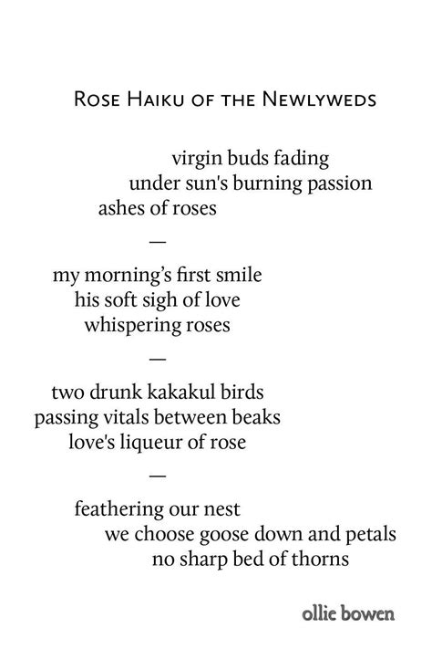 Rose Haiku of the Newlyweds | Marriage poems, Love poems, Newlyweds