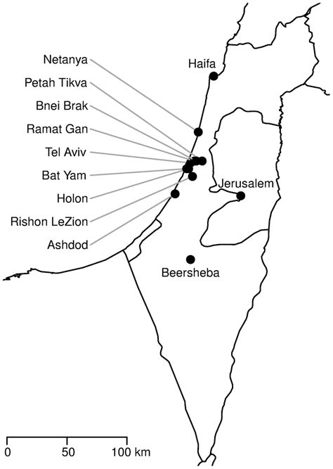 A map of Israel and the 12 cities analysed in this work. | Download ...