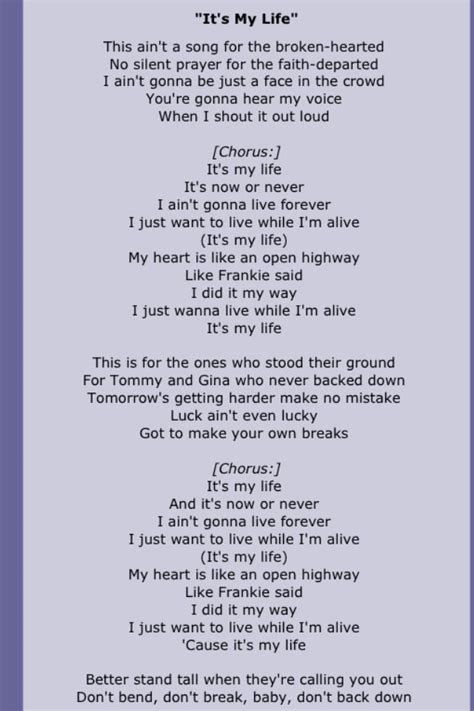 Its My Life Bon Jovi Lyrics