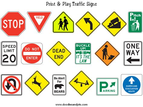 Printable Traffic Signs for Kids | Doodles and Jots