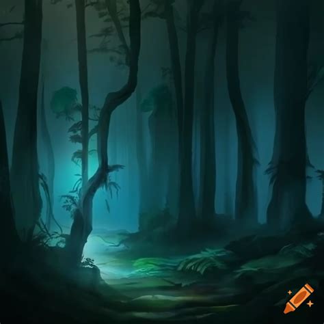 Nighttime amazon forest landscape on Craiyon