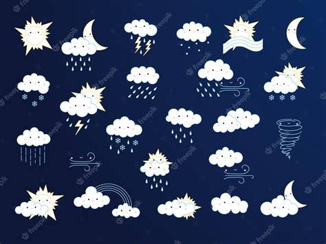 Premium Vector | Icons with weather conditions