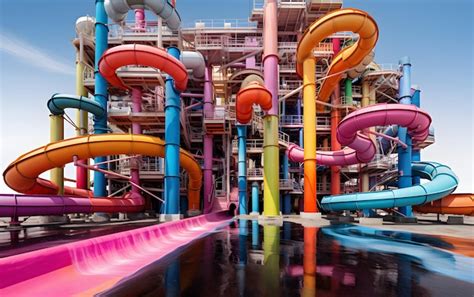 Premium AI Image | Beautiful water park with colorful water slides