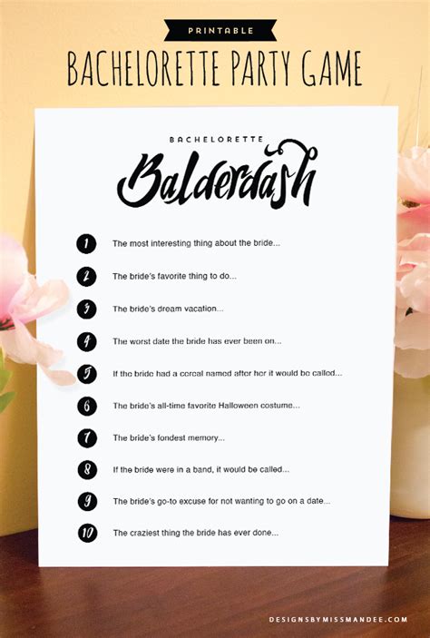 Bachelorette Party Game – Bachelorette Balderdash | Designs By Miss Mandee