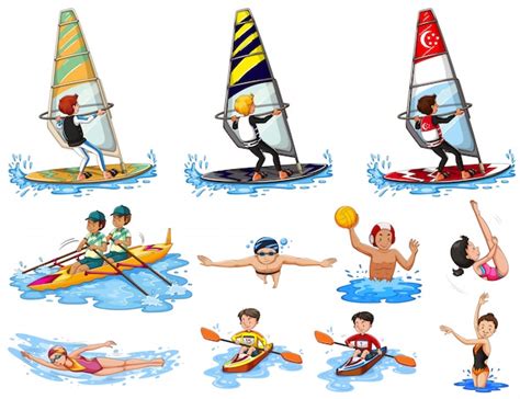 Free Vector | Set of water sports illustration