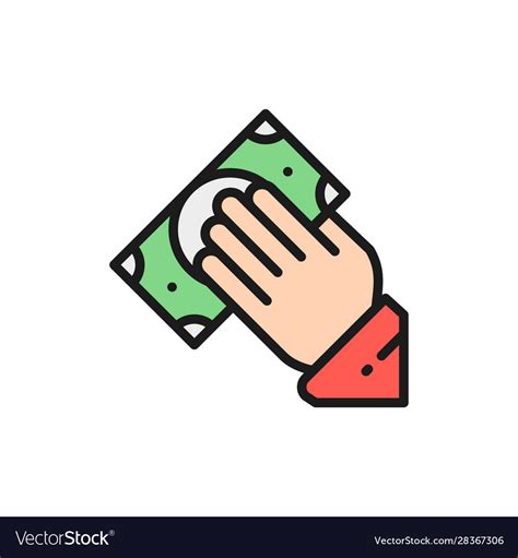 Cash payment receiving money flat color Royalty Free Vector