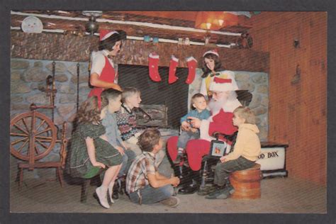 Children & Santa Claus at Santa's Workshop North Pole NY postcard 1960s