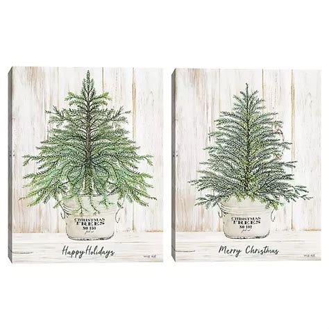 Happy Holidays Merry Christmas Trees 2-pc. Art Set | Kirklands Home