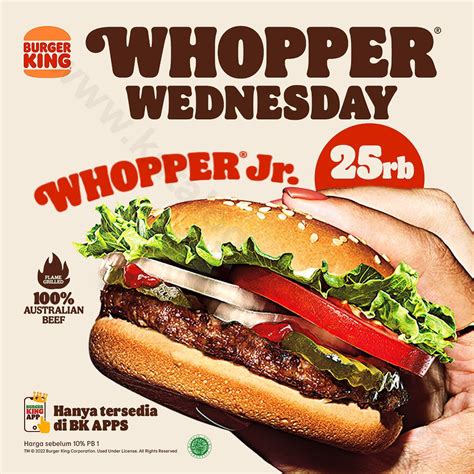 BURGER KING Whopper Wednesday Promo Whopper Jr cuma 25 ribu*