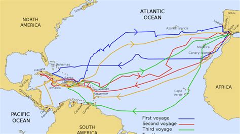 Map Of Where Christopher Columbus Explored