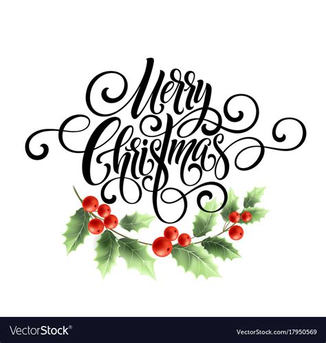 Merry christmas handwriting script lettering Vector Image