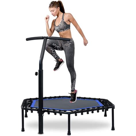 Oppsbuy 4ft Trampoline Fitness Mini Trampolines with Adjustable Foam Handle Cardio Exercise ...