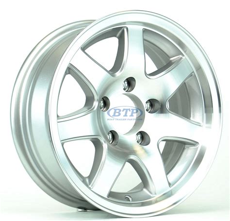 Aluminum Boat Trailer Wheel 14 inch 7 Spoke 5 Lug 5 on 4 1/2 Rim