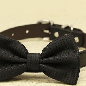 Black Wedding Dog Collar, Dog Bow Tie Black Dog Bow Tie With High Quality Leather Collar, Black ...