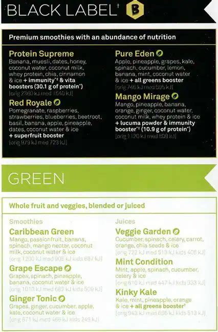 Boost Juice Menu, Menu for Boost Juice, Subiaco, Perth - Urbanspoon/Zomato