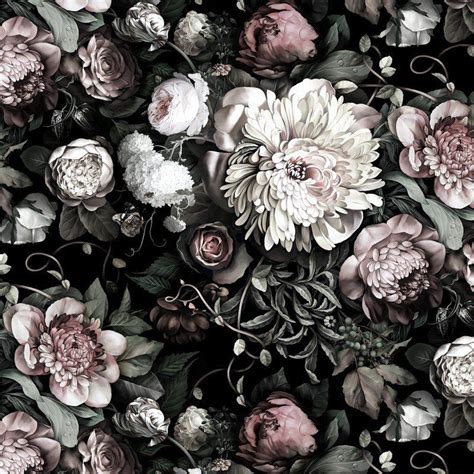 Dark Floral II Wallpaper | Floral wallpaper, Black floral wallpaper, Dark floral