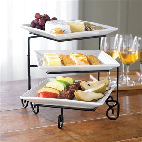 Glass serving platter with metal stand. 3. 3-tier Buffet Server Set (I bought this at xmas ...