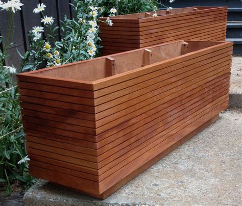 Original Design, Mahogany Mid Century Modern Planter Box With Metal ...