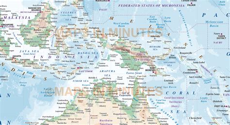 Vector map of Australasia region, political with land and Ocean floor ...