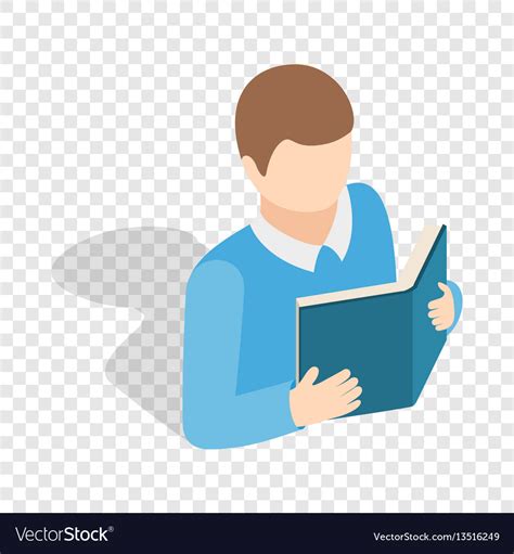 Student reading a book isometric icon Royalty Free Vector