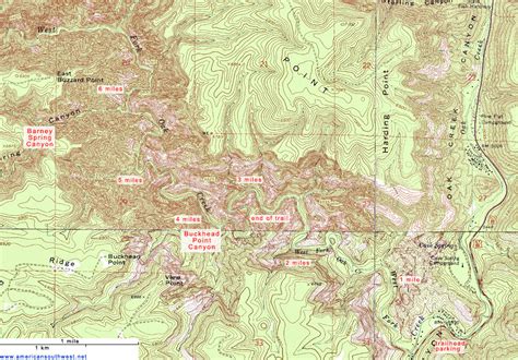 Topographic Map of the West Fork of Oak Creek, Sedona, Arizona