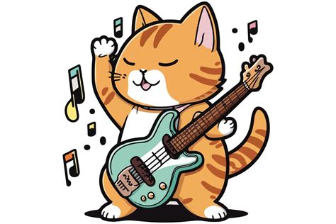 Cat playing guitar vector illustration 22330431 Vector Art at Vecteezy