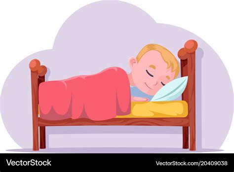 Cute cartoon boy sleep in bed good dream rest Vector Image