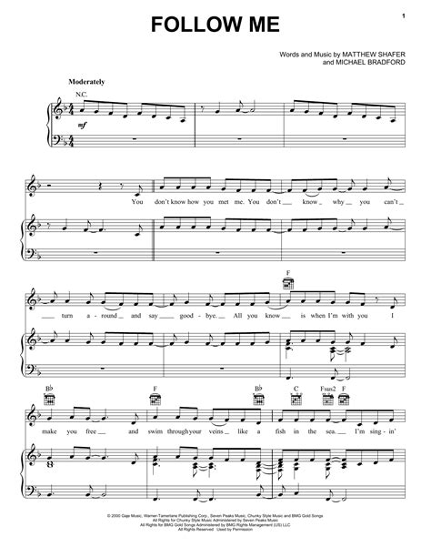 Follow Me sheet music by Uncle Kracker (Piano, Vocal & Guitar (Right-Hand Melody) – 161532)