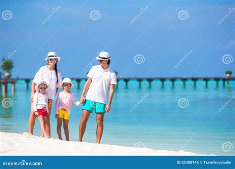 Happy Family during Beach Vacation Stock Photo - Image of maldives, happiness: 53405146