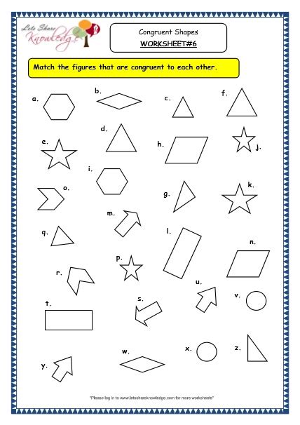 Grade 3 Maths Worksheets: (14.5 Geometry: Congruent Shapes) – Lets Share Knowledge