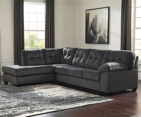 Signature Design by Ashley Accrington Sectional with Left Chaise & Memory Foam Queen Sleeper ...