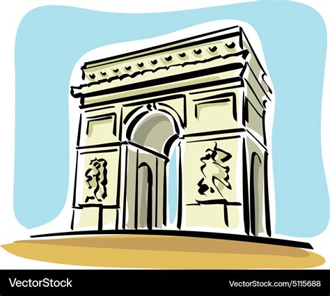 Paris arc de triomphe Royalty Free Vector Image