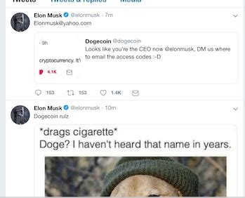 Elon Musk Deletes Tweet From Joke Thread That He Is the New Dogecoin CEO