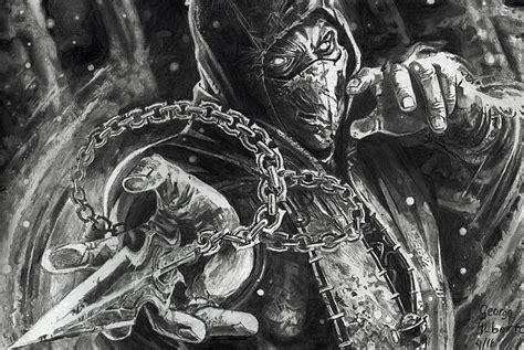 Scorpion Mortal Kombat pencil drawing (scorpion mortal kombat, desenho ...