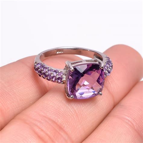 Amethyst Gemstone 925 Sterling Silver Pave Jewelry Ring – Jewels SK