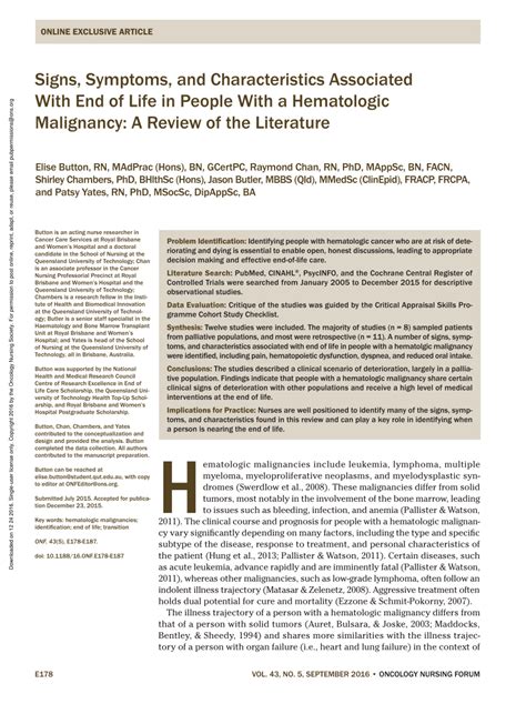 (PDF) Signs, Symptoms, and Characteristics Associated With End of Life in People With a ...