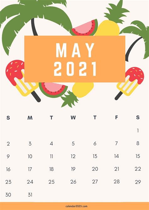 Cute May 2021 Calendar design template free download | Calendar design template, Printable ...