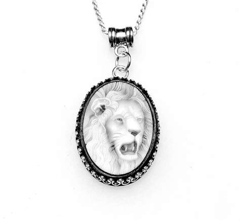 Silver Lion Necklace Roaring Lion Jewelry Cameo Necklace Jewelry Sterling Silver,Gift for Her ...